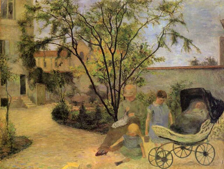 Garden-in-Vaugirard-(Painter's-Family-in-the-Garden-in-Rue-Carcel),-1881